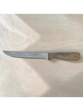 Vintage 13" Rogers Stainless Steel Chef Knife With Wood Handle Made In Japan